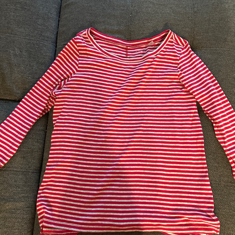Sejour Kids Red and White Striped Long Sleeve Tee